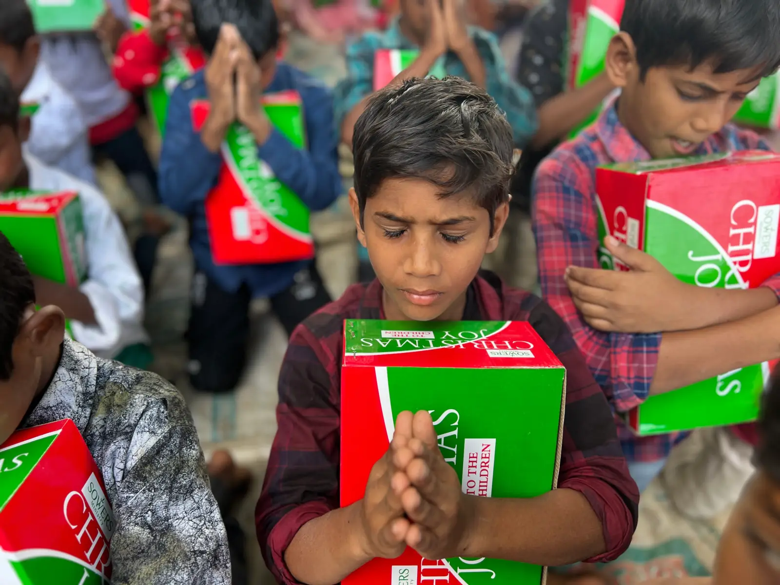 Christmas Joy children gathered together